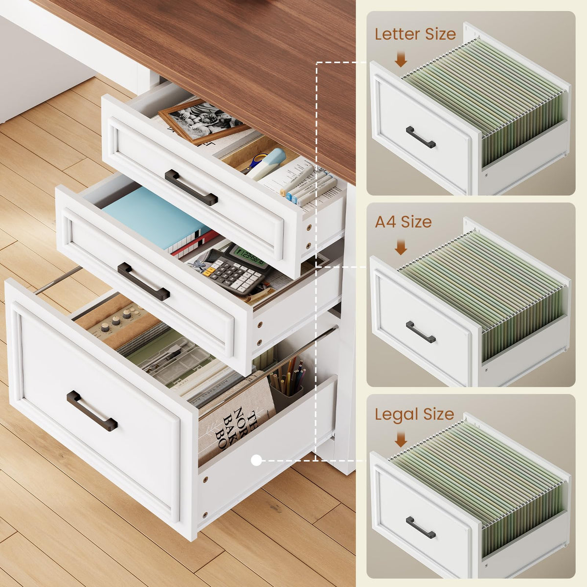L Shaped Standing Desk with Storage Q4298