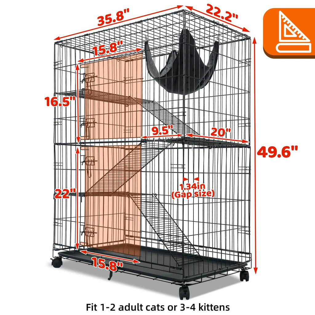 50 Inch 4-Tier Cat Crate with Wheels O49184