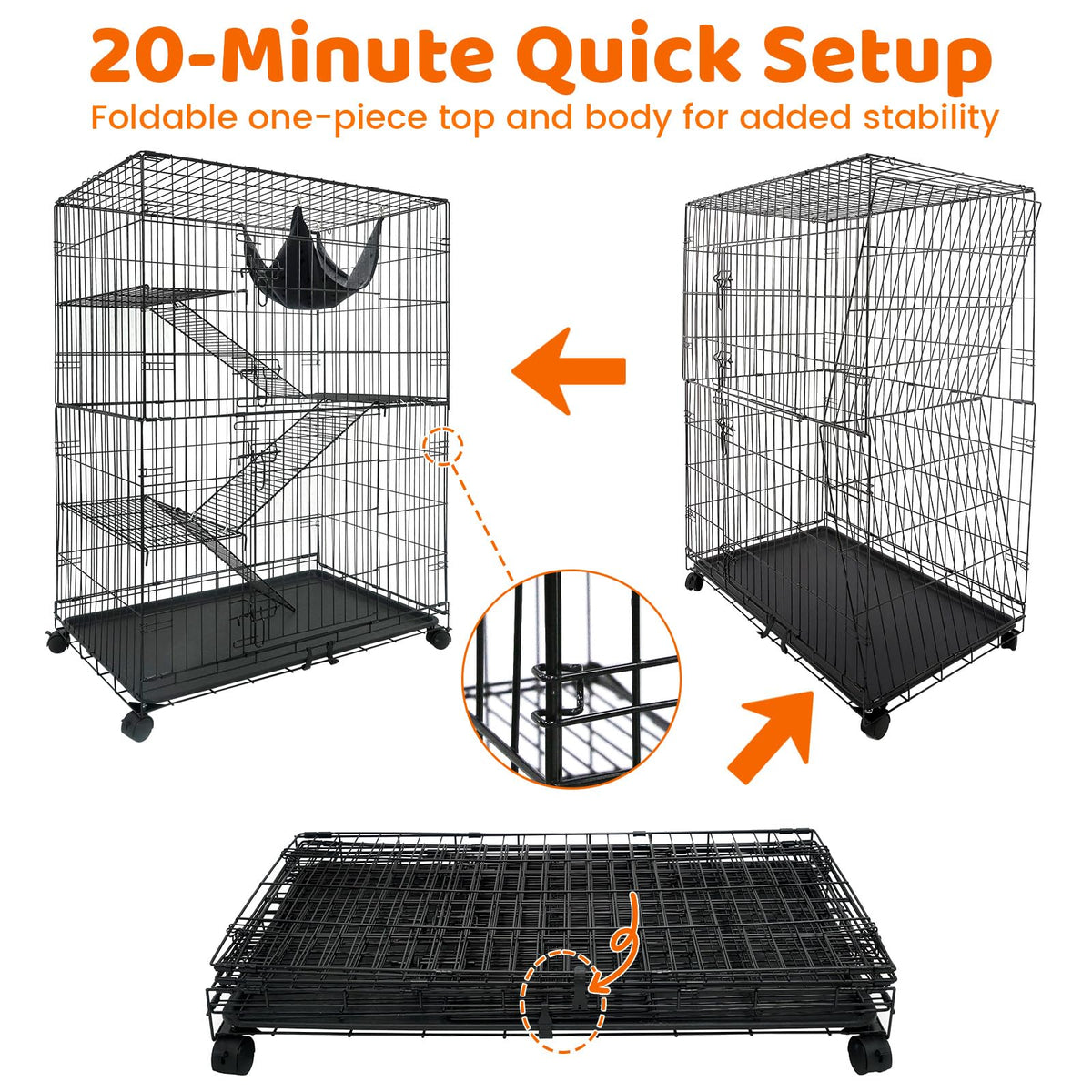 50 Inch 4-Tier Cat Crate with Wheels O49184