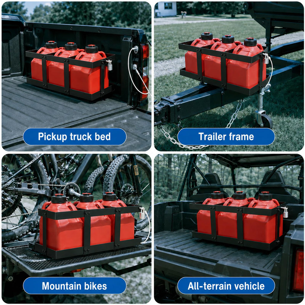 Stainless Steel Gas Can Holder for Three 5 Gallon Fuel Containers Q59329