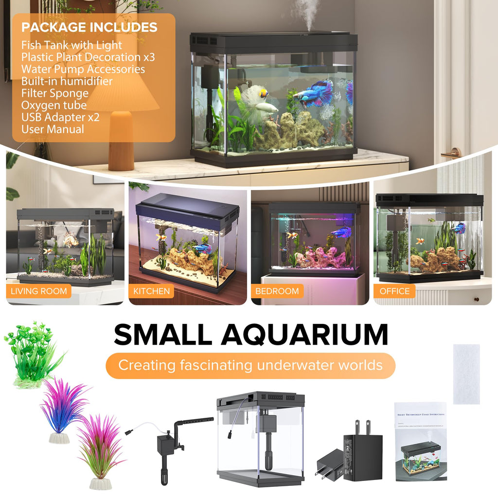2.4-Gallon Aquarium Starter Kit with Quiet Pump R982