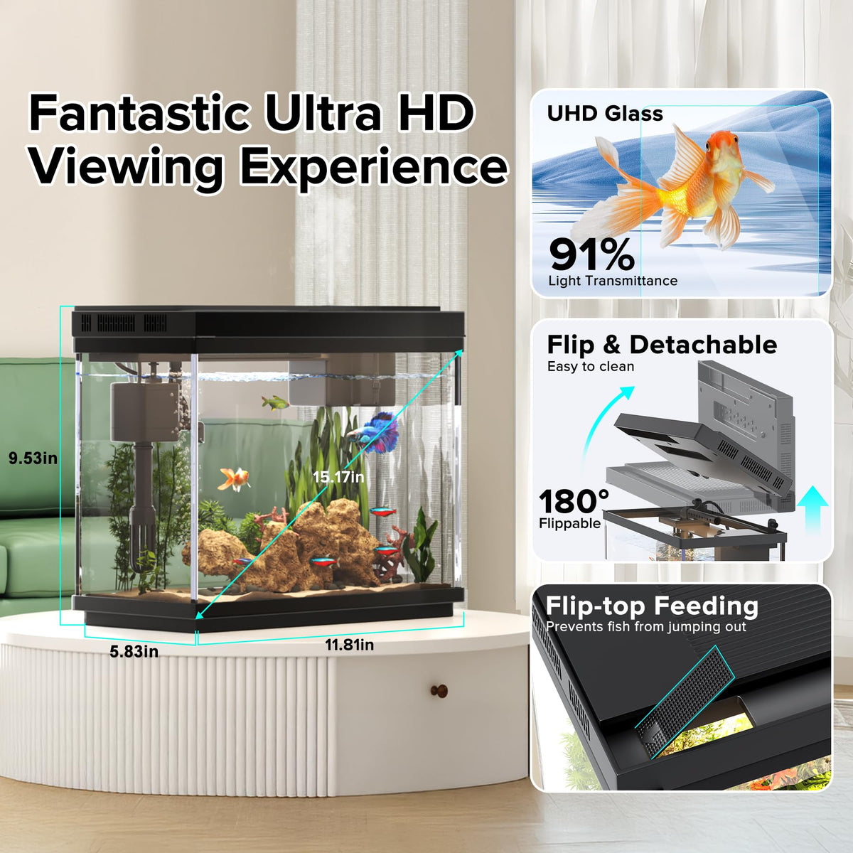 2.4-Gallon Aquarium Starter Kit with Quiet Pump R982