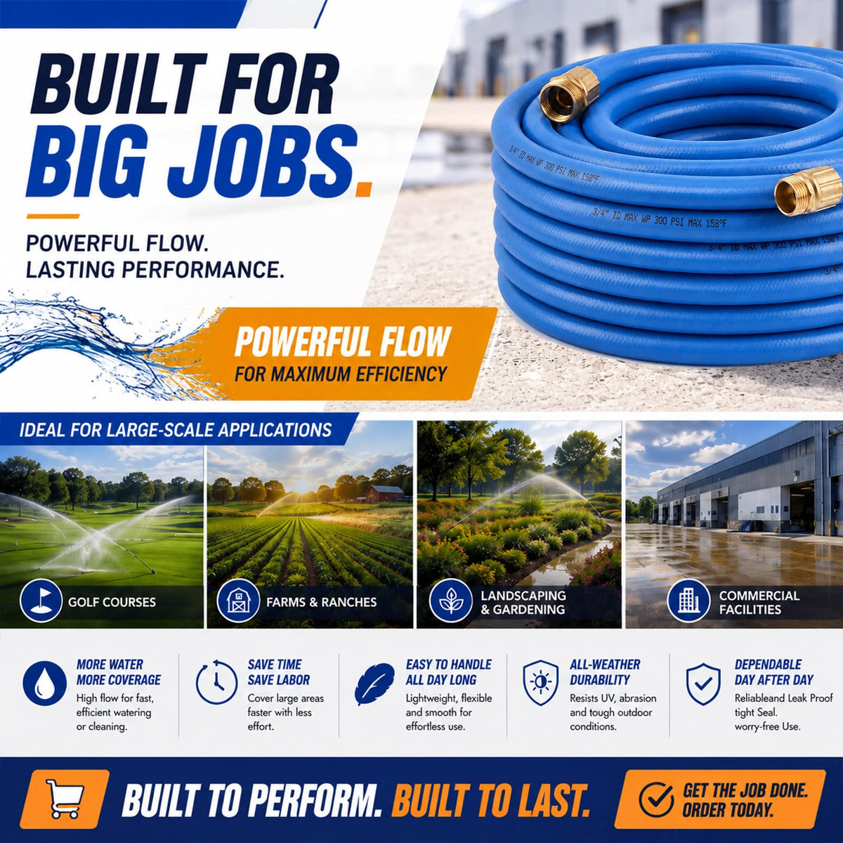 3/4" x 100 ft Lightweight Flexible Garden Hose B688655