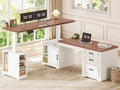 L Shaped Standing Desk with Storage Q4298