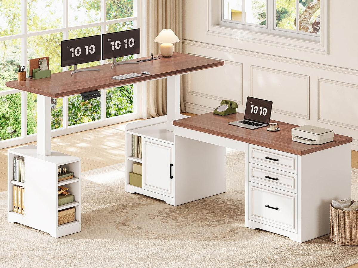 L Shaped Standing Desk with Storage Q4298