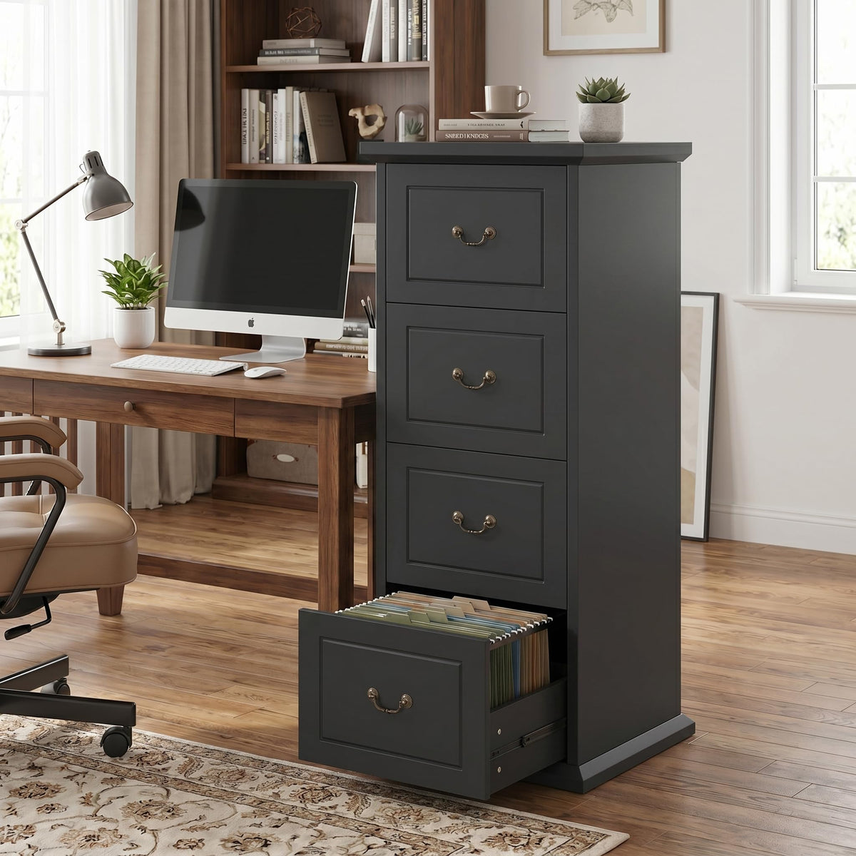 Wooden Vertical 4-Drawer File Cabinet F8838