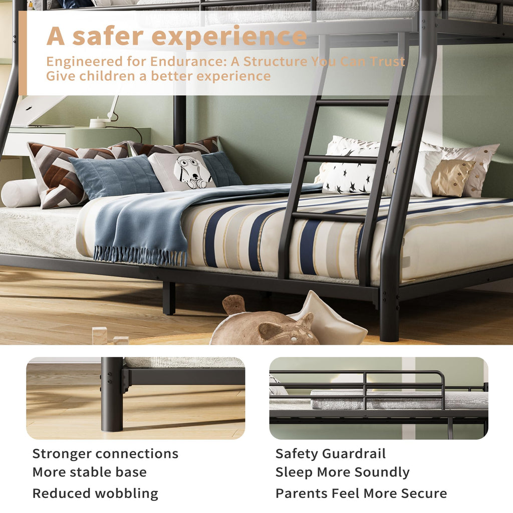 Twin Over Full Size Bunk Bed with Guardrail & Ladder A903083