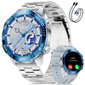 Smart Watch with Heart Rate SpO2 Sleep Monitor IP68 Waterproof Silver Blue 40mm J9107