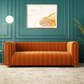 Orange Velvet Tufted 3-Seater Sofa M973