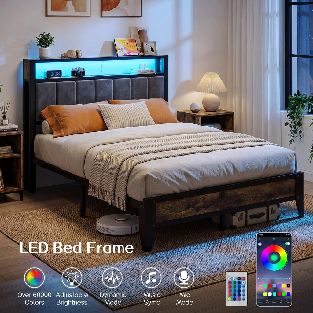 Full Size Bed Frame with Headboard F8763
