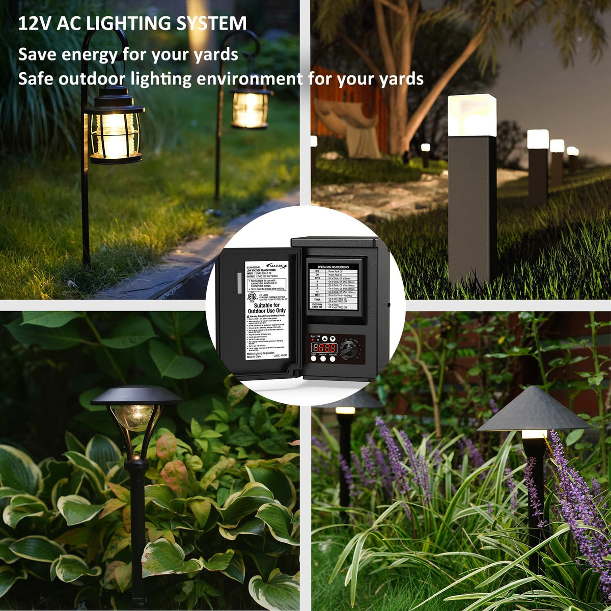 200W Low Voltage Landscape Transformer with Photo Sensor Timer C5293