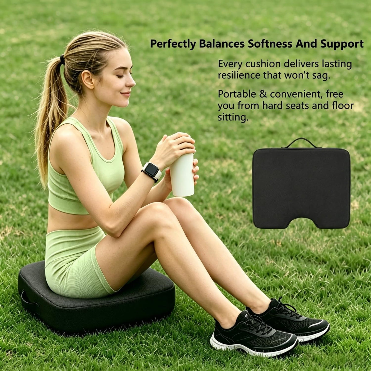 2 Pack Extra Thick Portable Bleacher Seat Cushions with Handle X85894