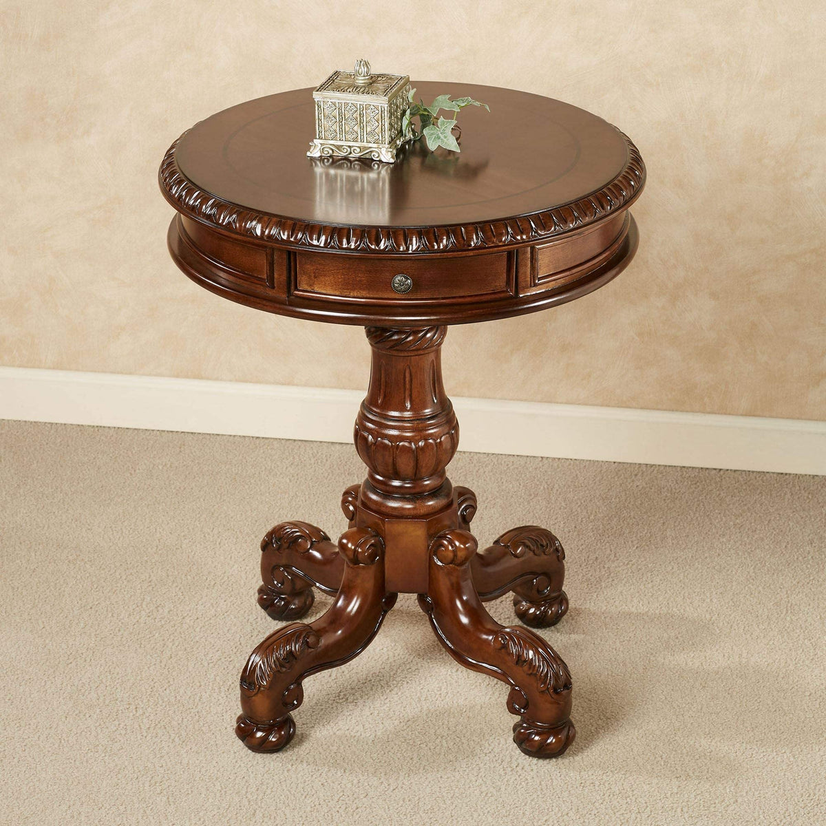 Autumn Cherry Pedestal End Table Q90508