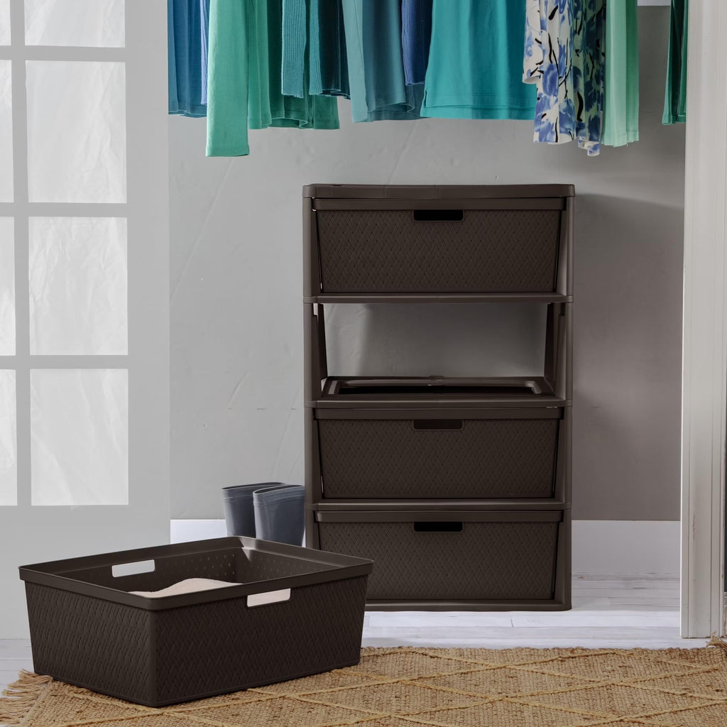 Brown 4 Drawer Plastic Storage Organizer T932