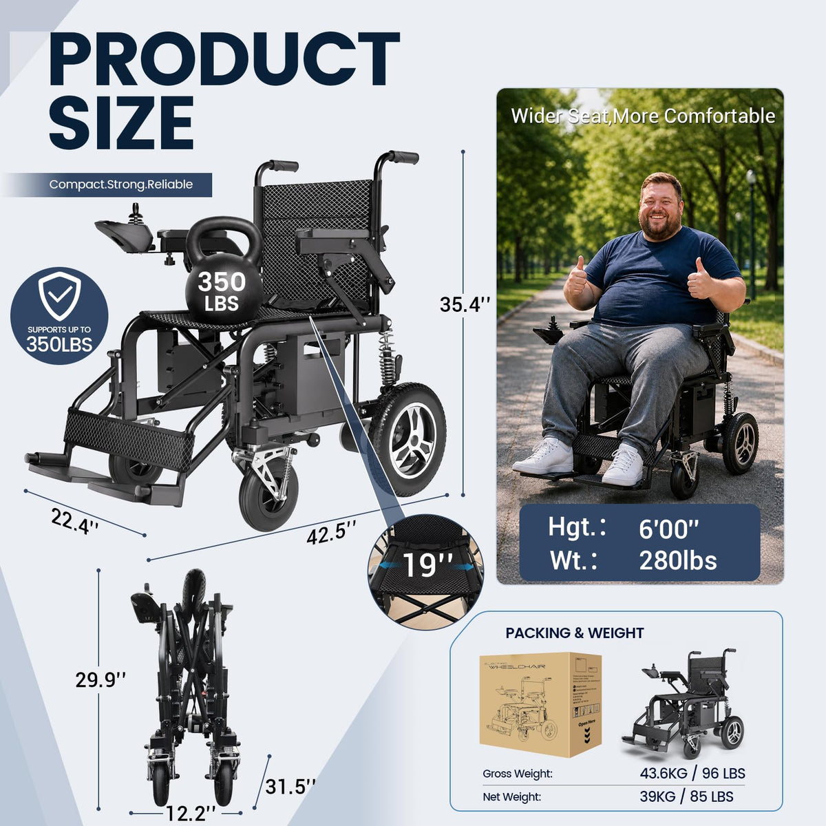 Electric Wheelchair with Dual Shock Absorption H56868