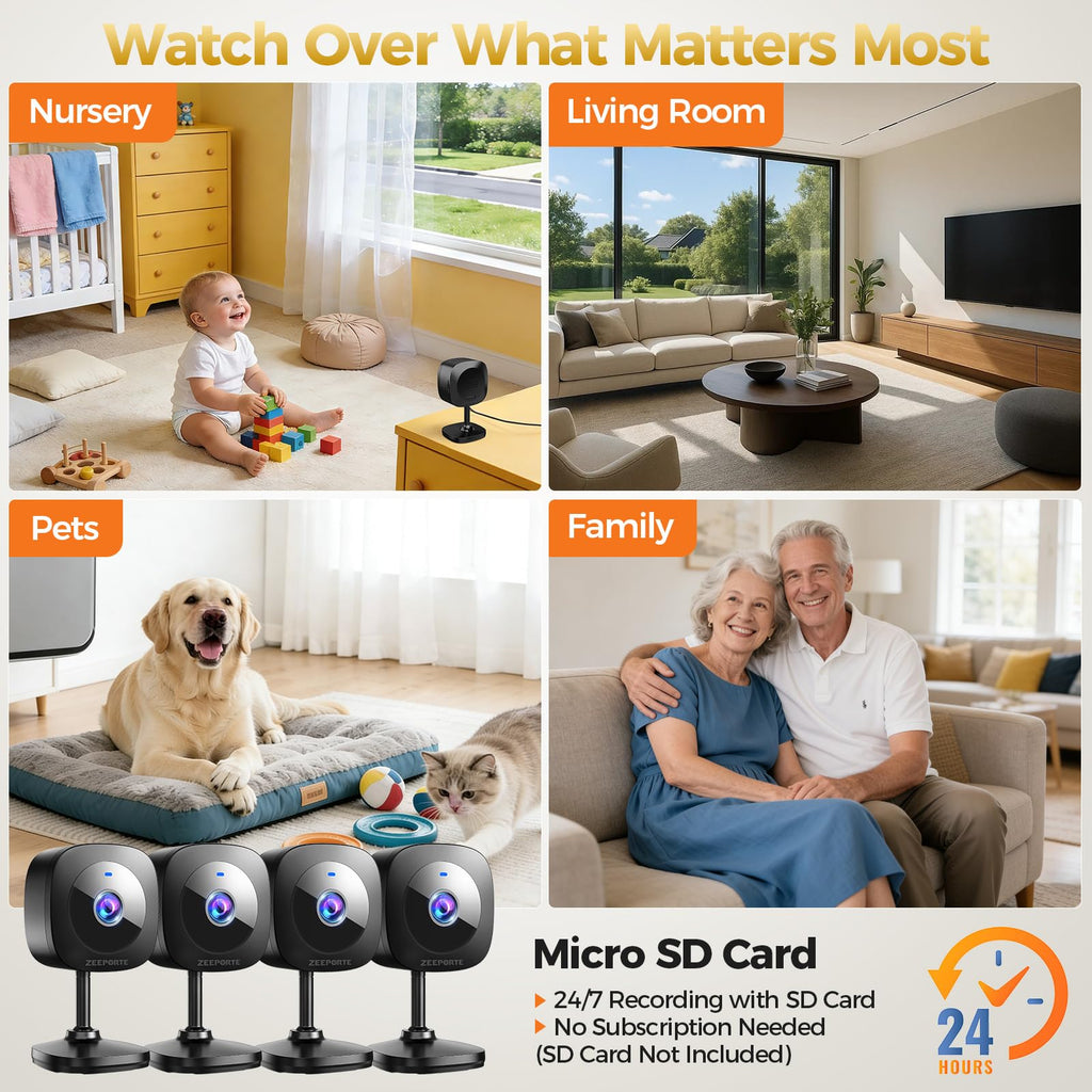 2K Indoor Security Camera 4-Pack with Night Vision L306