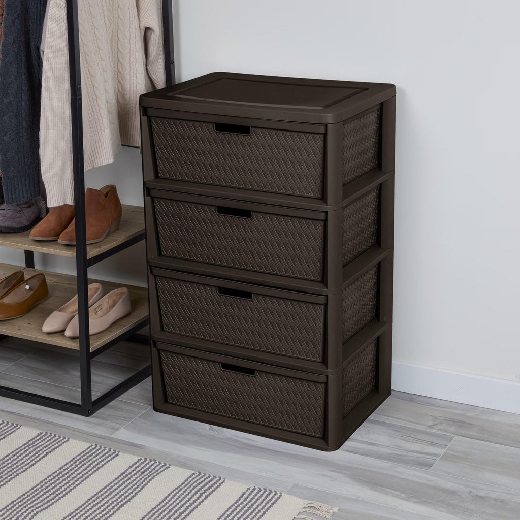 Brown 4 Drawer Plastic Storage Organizer T932