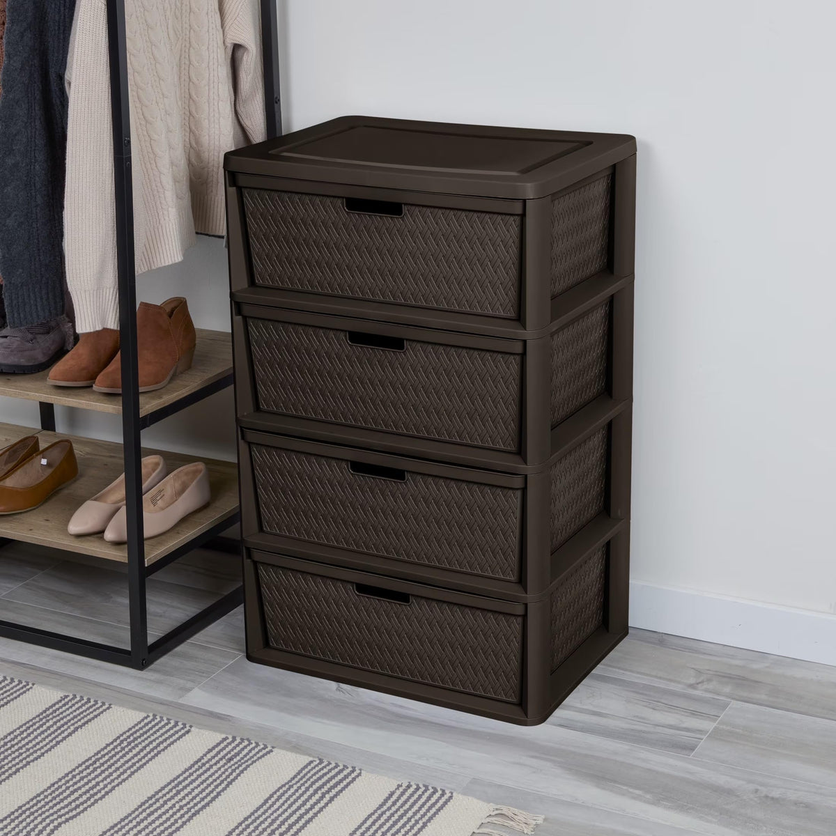 Brown 4 Drawer Plastic Storage Organizer T932