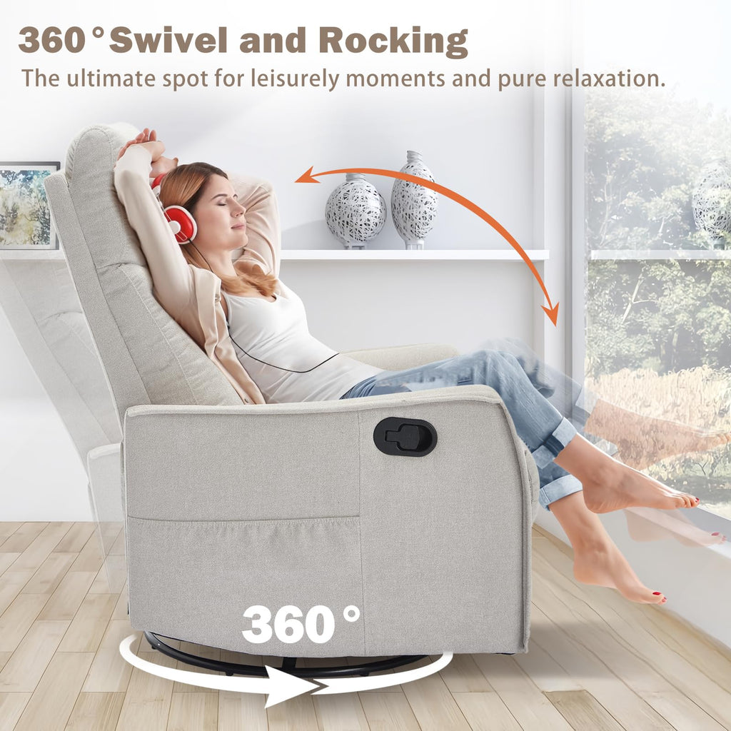 Swivel Rocker Recliner Chair with Heated Massage P749134