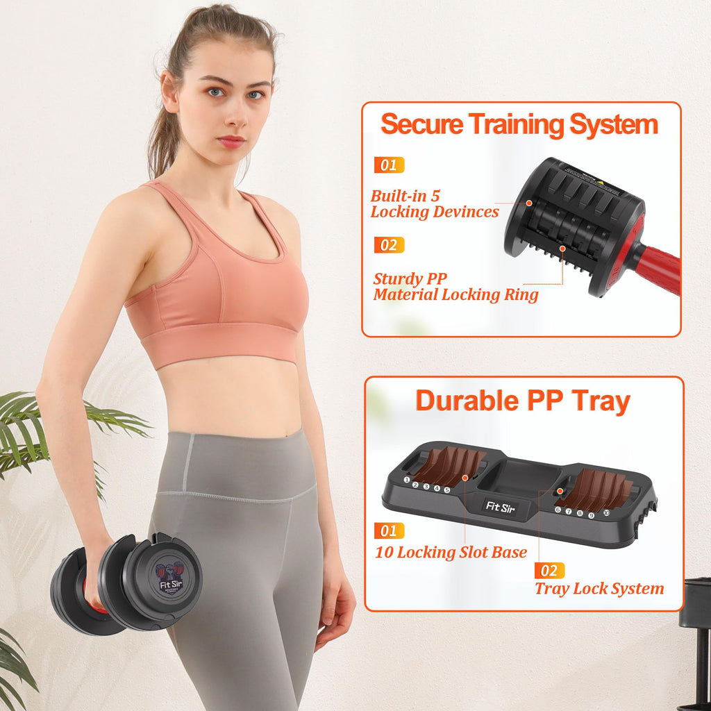 Adjustable Dumbbell Set 25LB/50LB/90LB with Storage Tray A8705