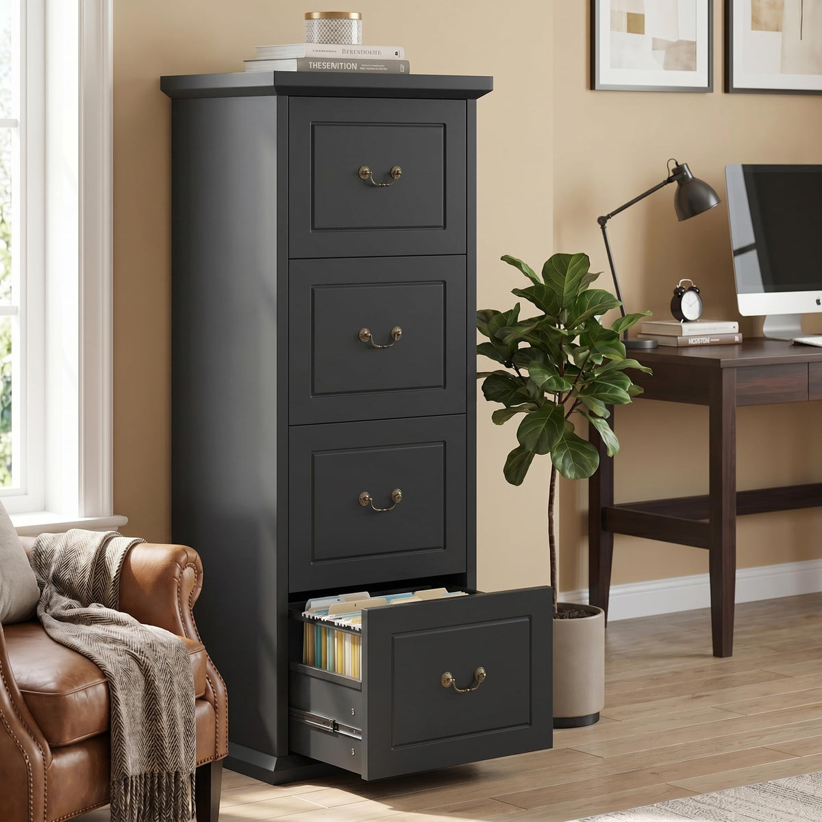 Wooden Vertical 4-Drawer File Cabinet F8838