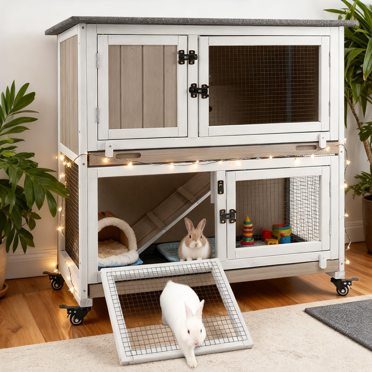 36" L 2-Story Rabbit Hutch on 4 Wheels R579610