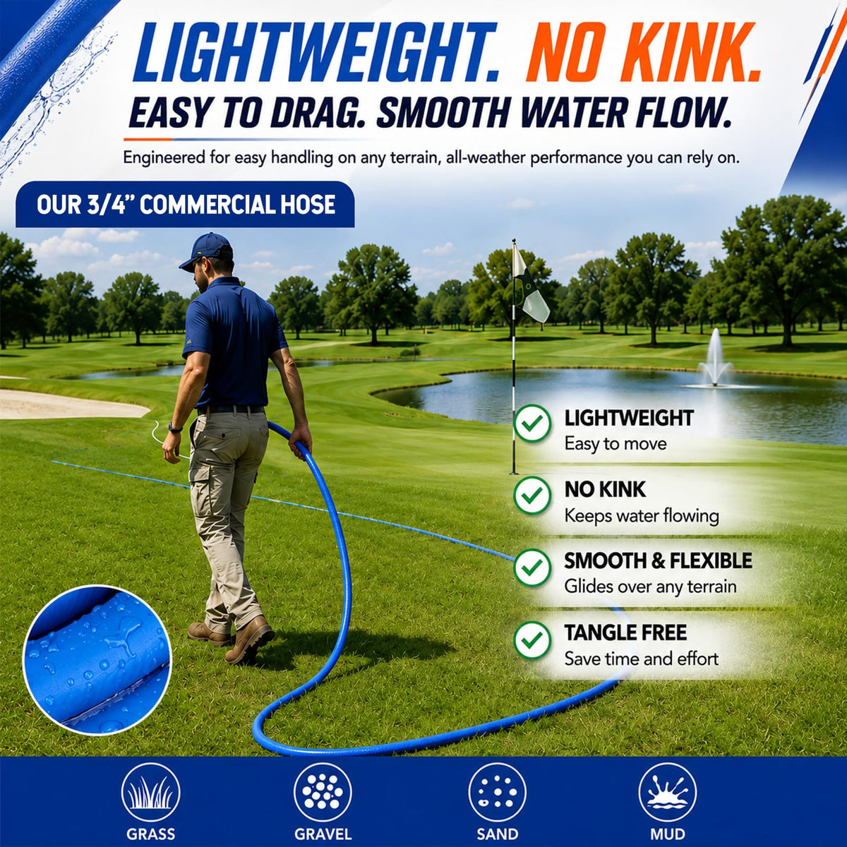 3/4" x 100 ft Lightweight Flexible Garden Hose B688655