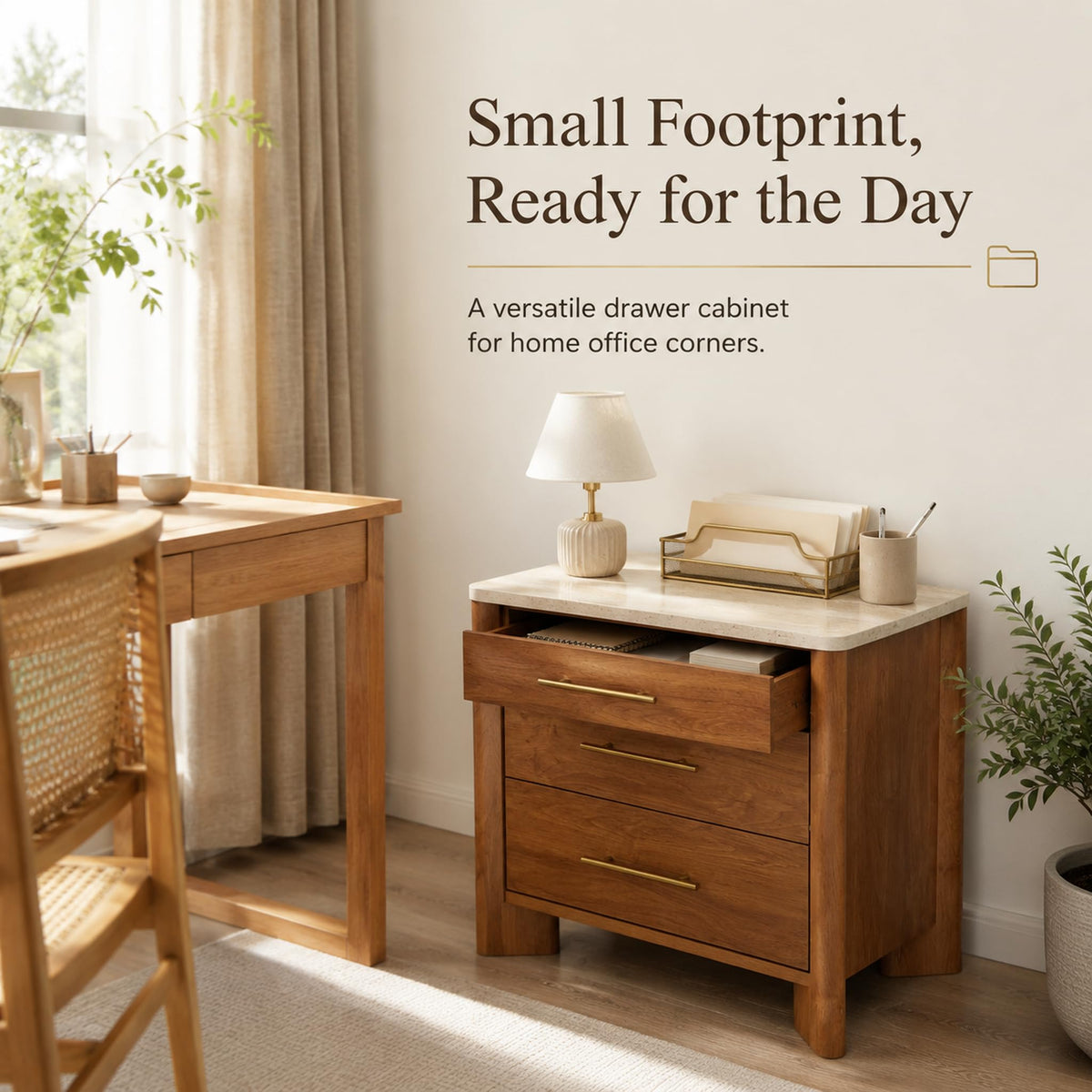 3 Drawer Marble Top Nightstand D919