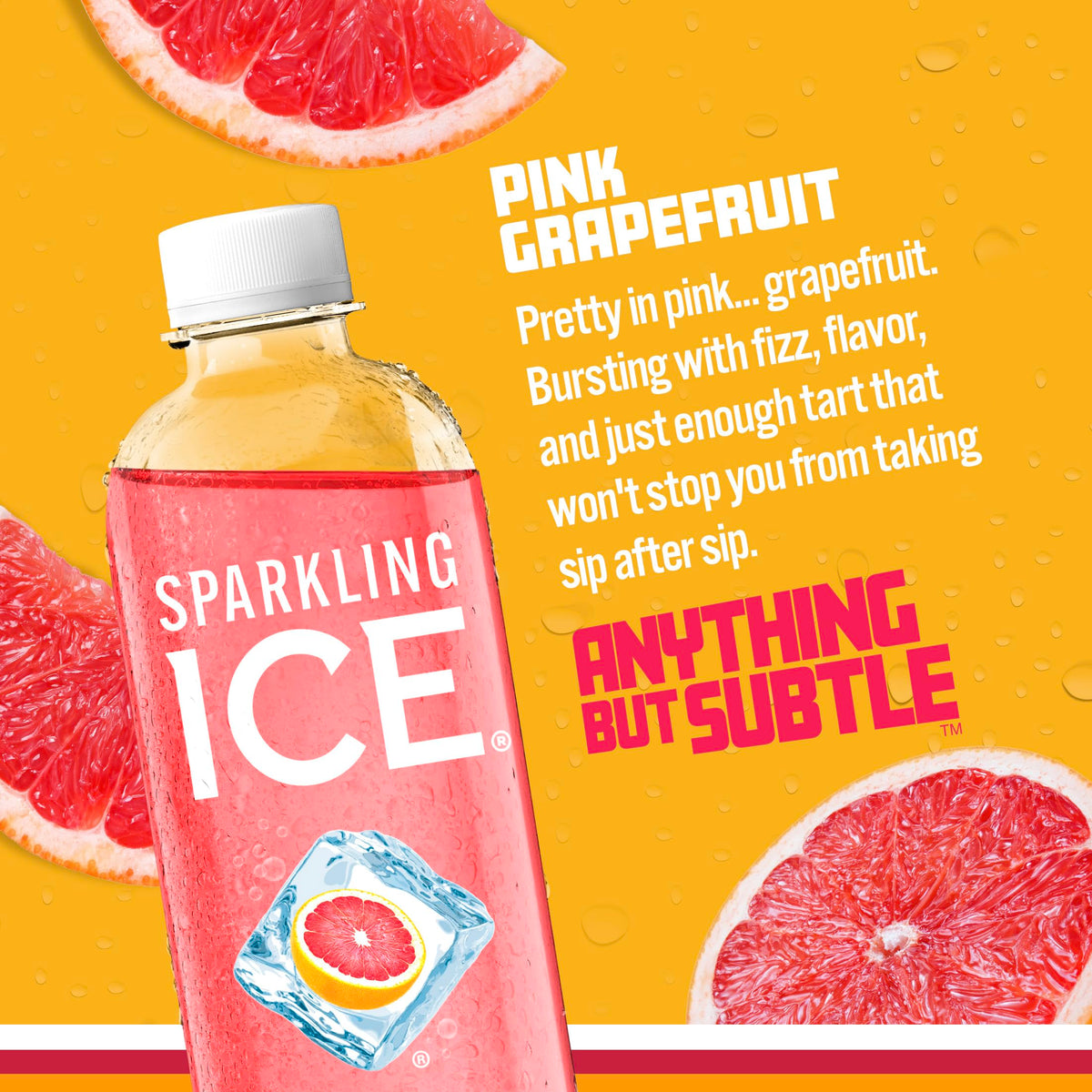 Pink Grapefruit Sparkling Water 17 fl oz Bottles Pack of 12 Z1766