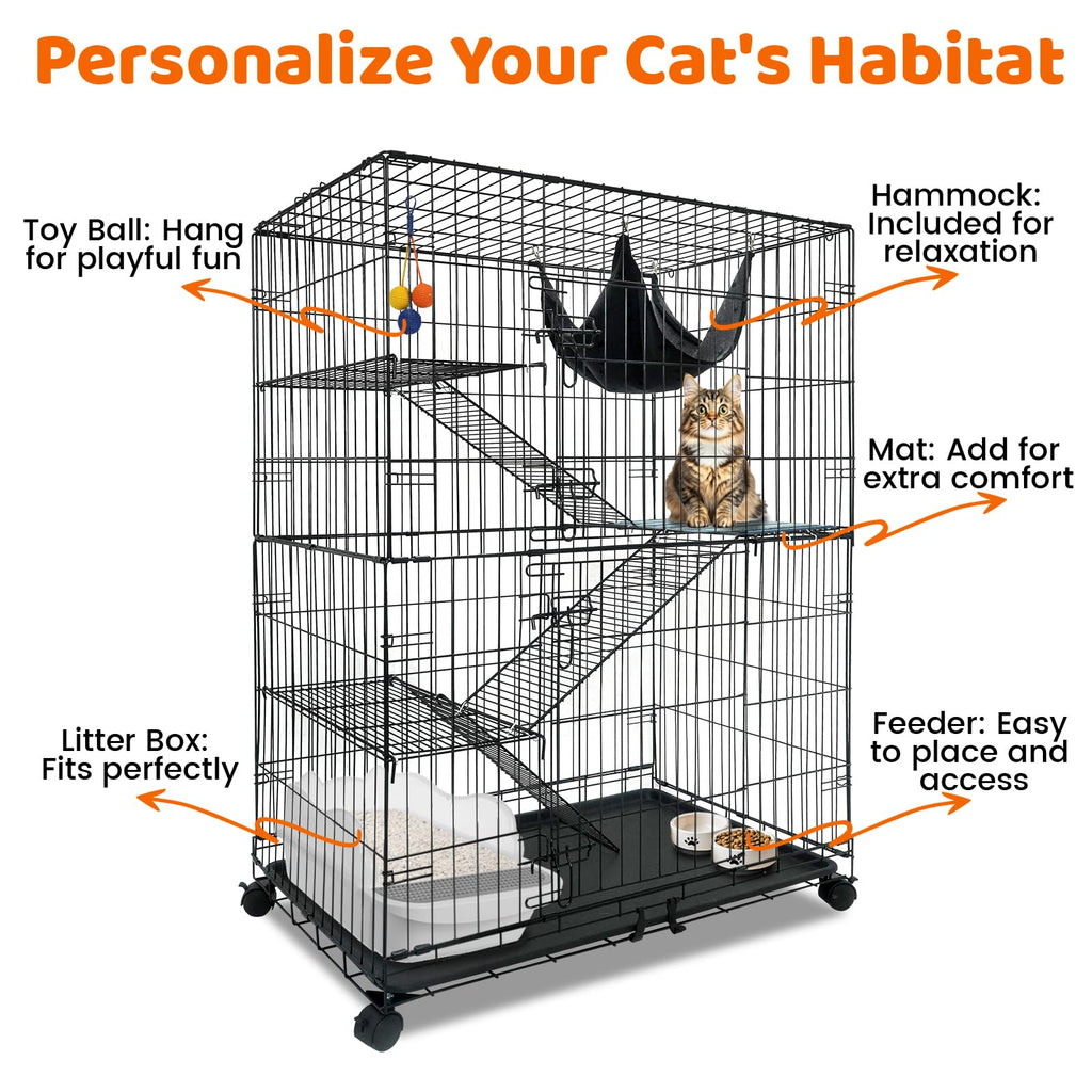 50 Inch 4-Tier Cat Crate with Wheels O49184