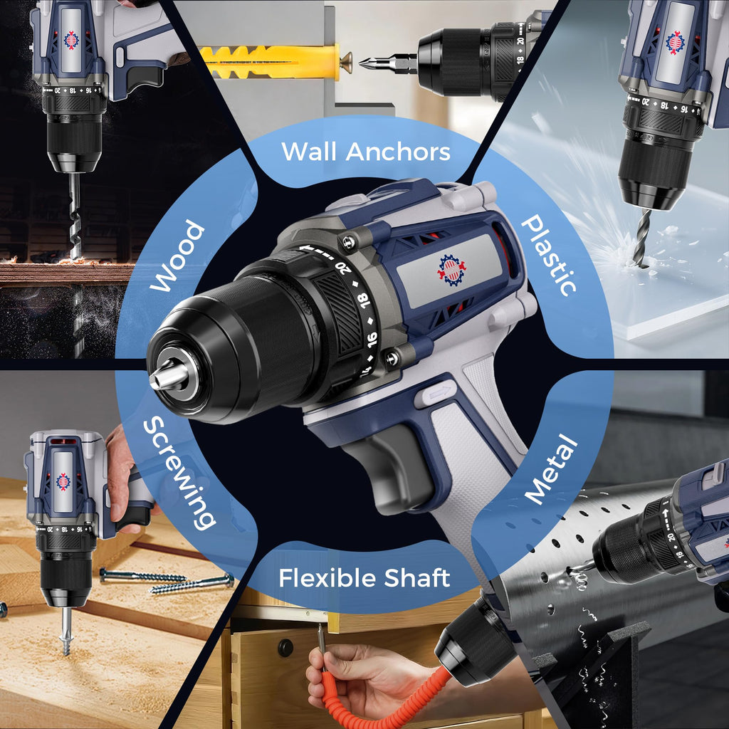 20V Cordless Brushless Power Drill with 2.0Ah Battery and Charger C3644