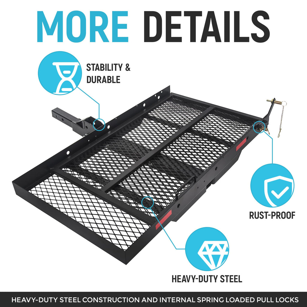 46.2 X 26.8 X 38.7 Inch Foldable Hitch Cargo Carrier with Ramp 500 Lbs L2719