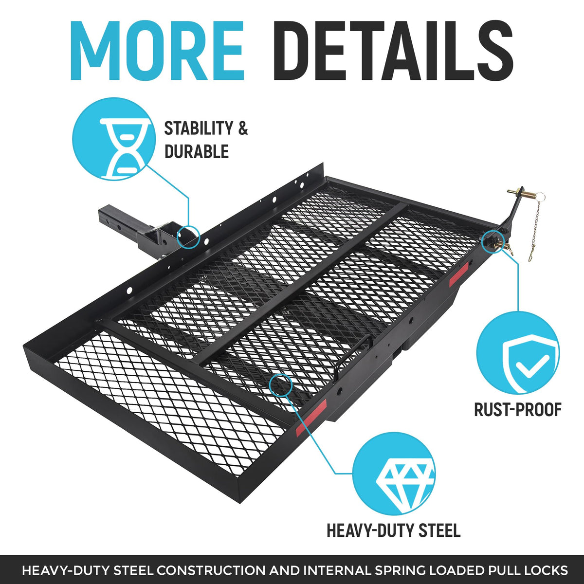 46.2 X 26.8 X 38.7 Inch Foldable Hitch Cargo Carrier with Ramp 500 Lbs L2719