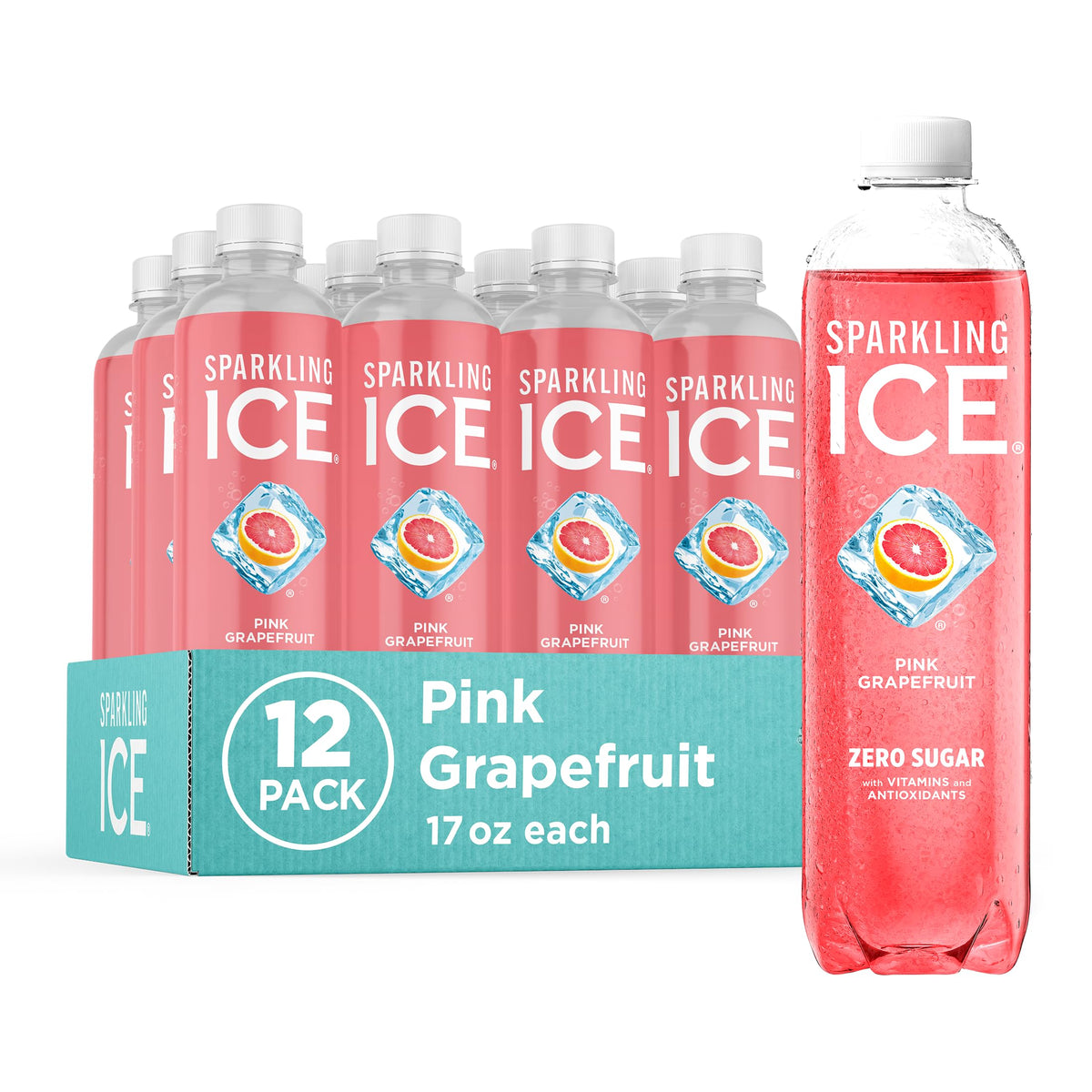 Pink Grapefruit Sparkling Water 17 fl oz Bottles Pack of 12 Z1766