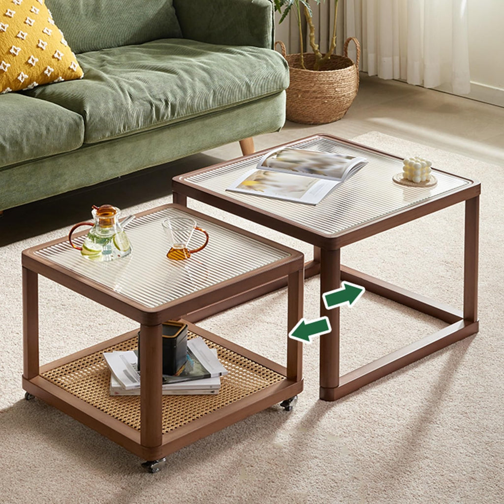 Square Glass Coffee Table Set of 2 G1050