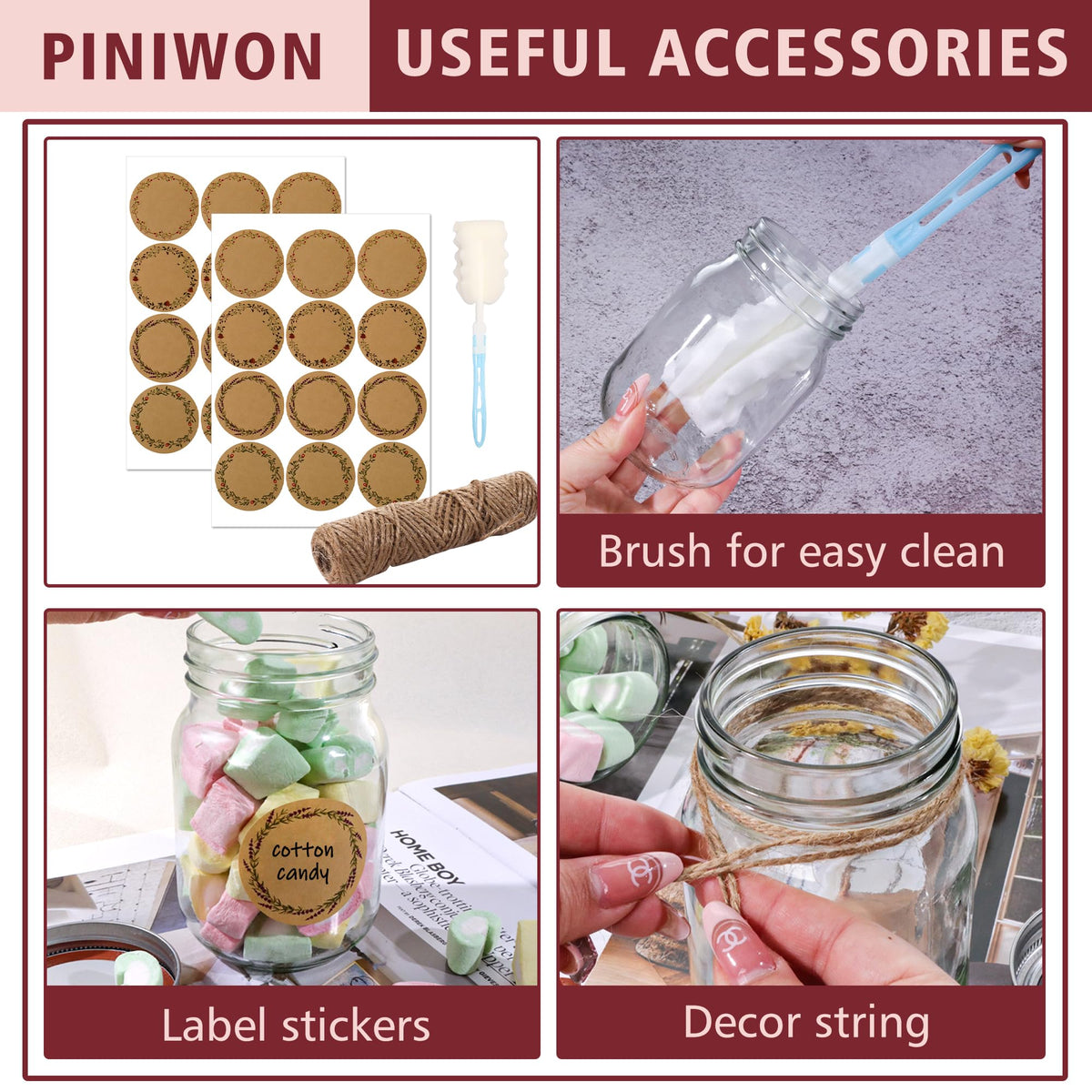 16 oz Mason Jars with Lids and Bands, 15 Pack U7949