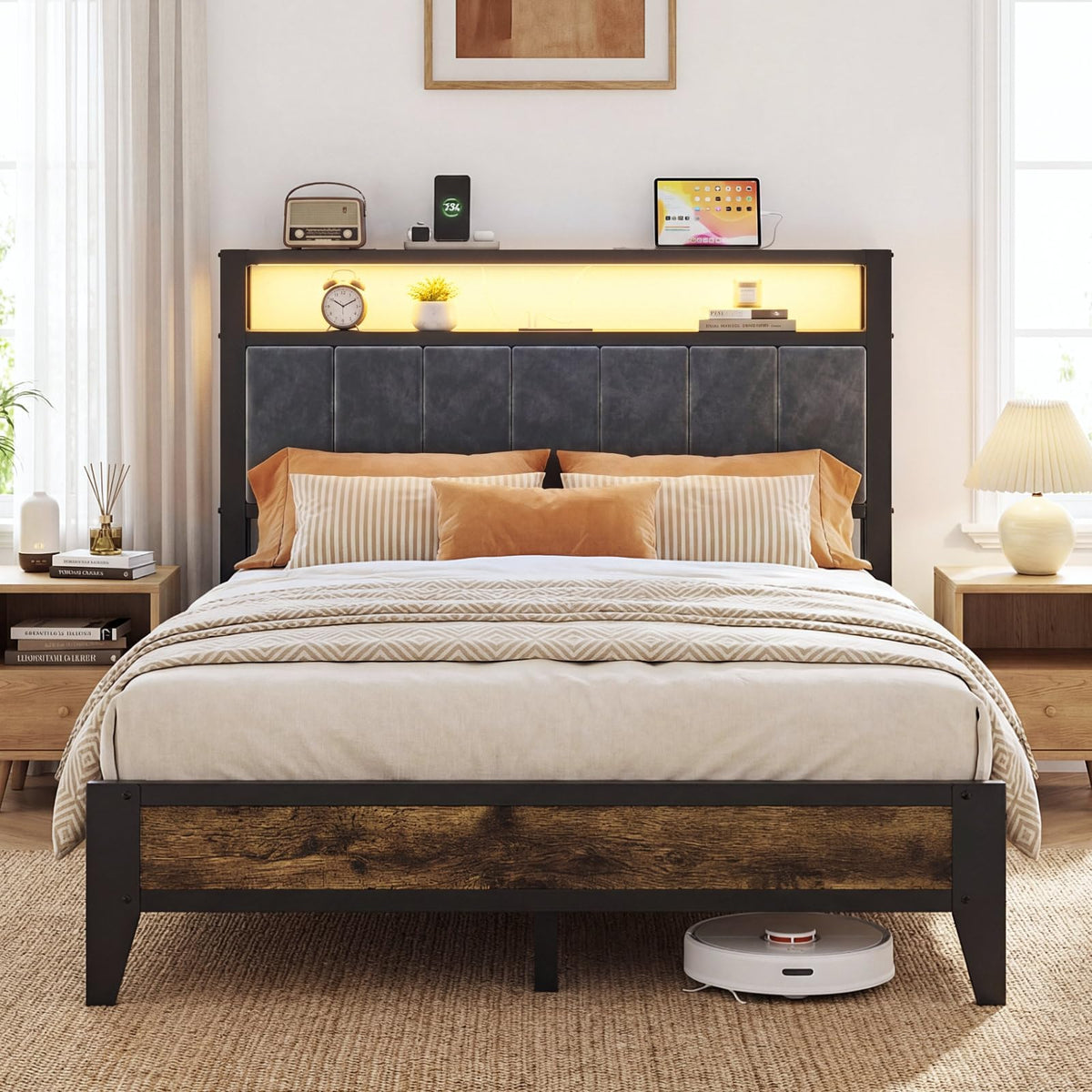 Full Size Bed Frame with Headboard F8763