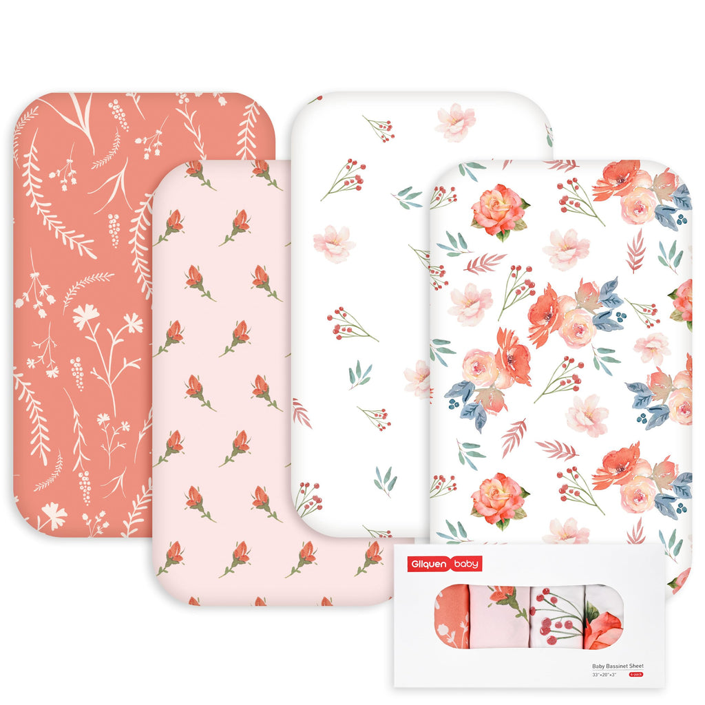 Baby Bedside Sleeper Bassinet Sheets 33x20 Inch 4 Pack R73119
