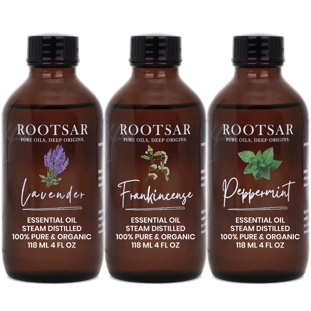 3 Pack Lavender Frankincense Peppermint Essential Oils 4 Fl Oz O328