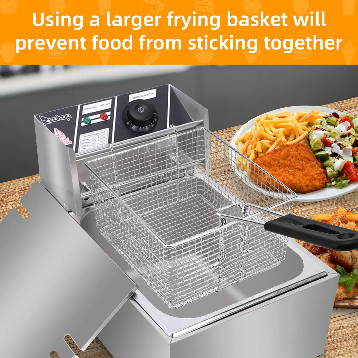 Electric Fryer Basket with Rubber Handle Grip, 2 Pcs H350411