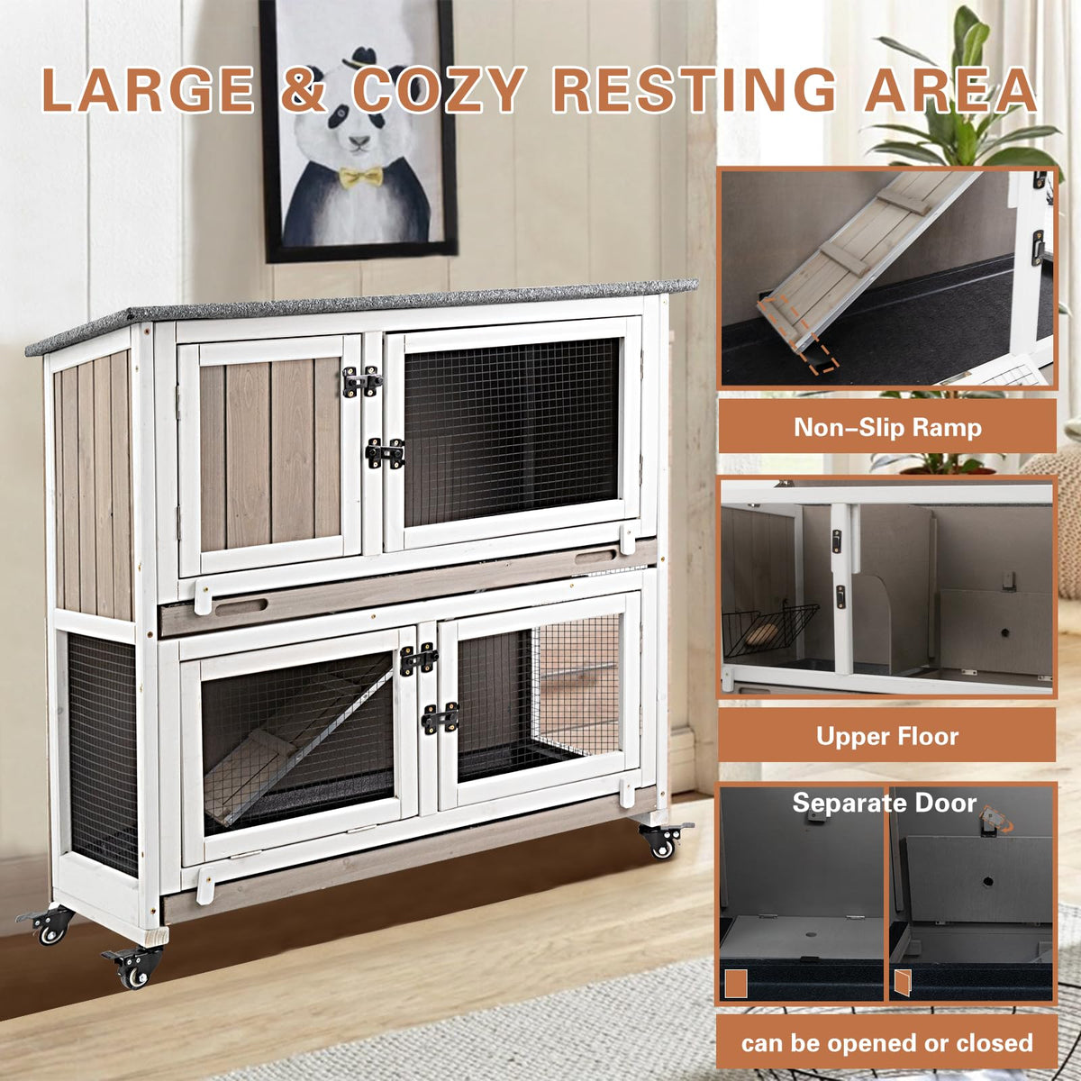 36" L 2-Story Rabbit Hutch on 4 Wheels R579610