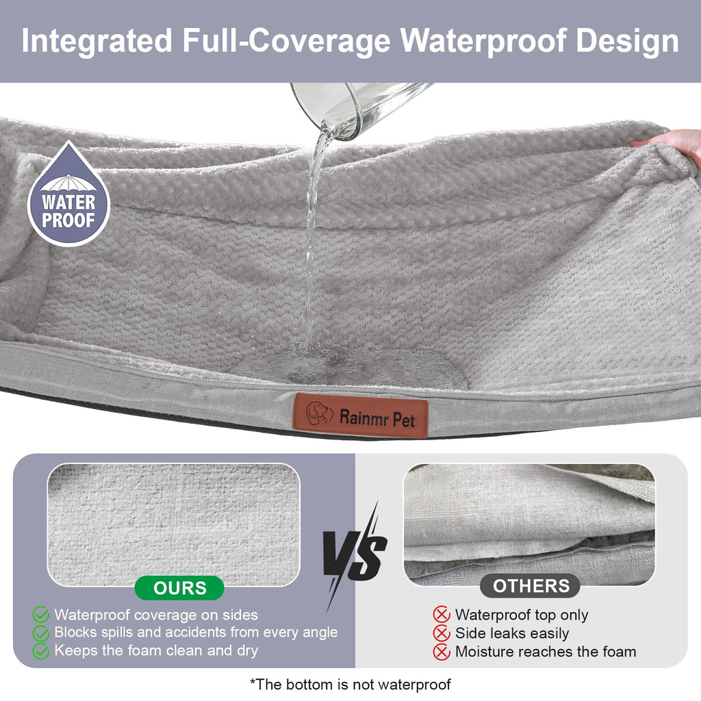Memory Foam Orthopedic Dog Bed with Removable Waterproof Cover, 35x23 Inches, Light Grey E549985