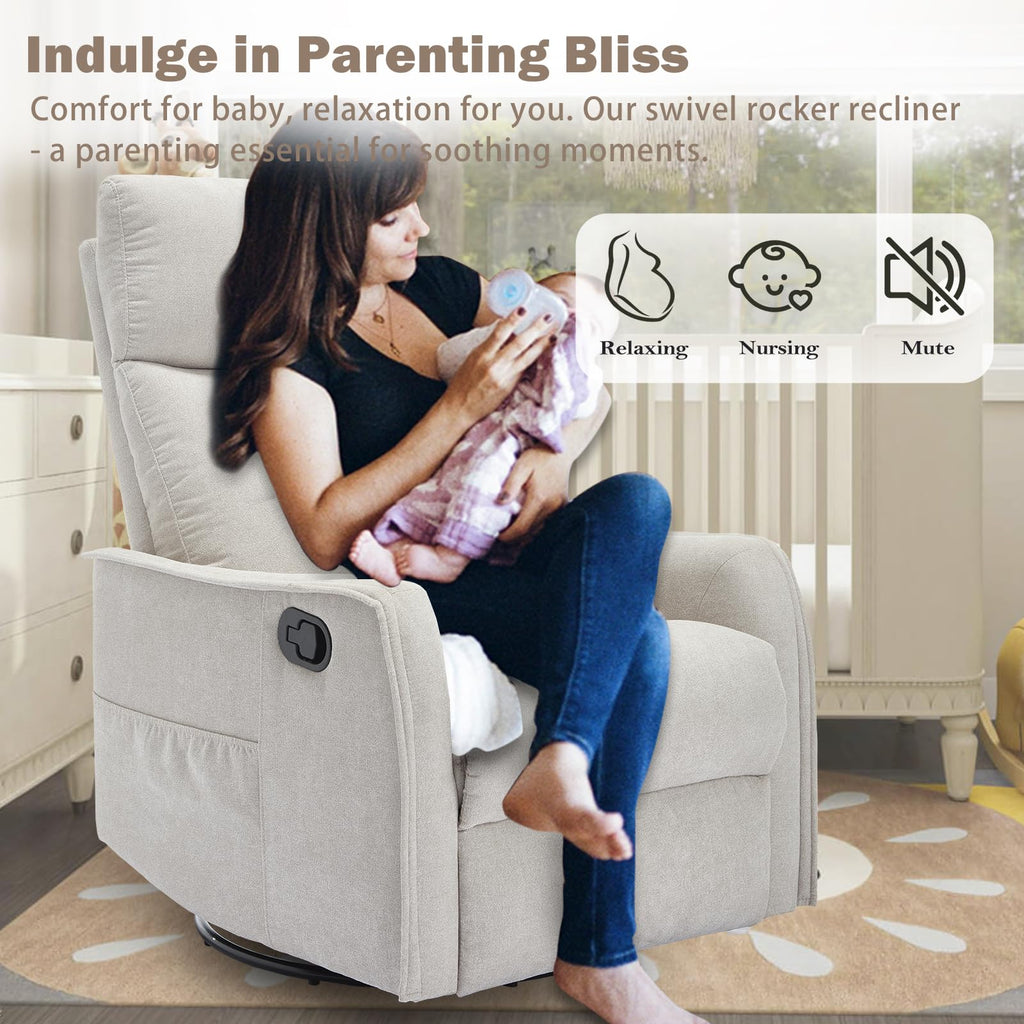 Swivel Rocker Recliner Chair with Heated Massage P749134