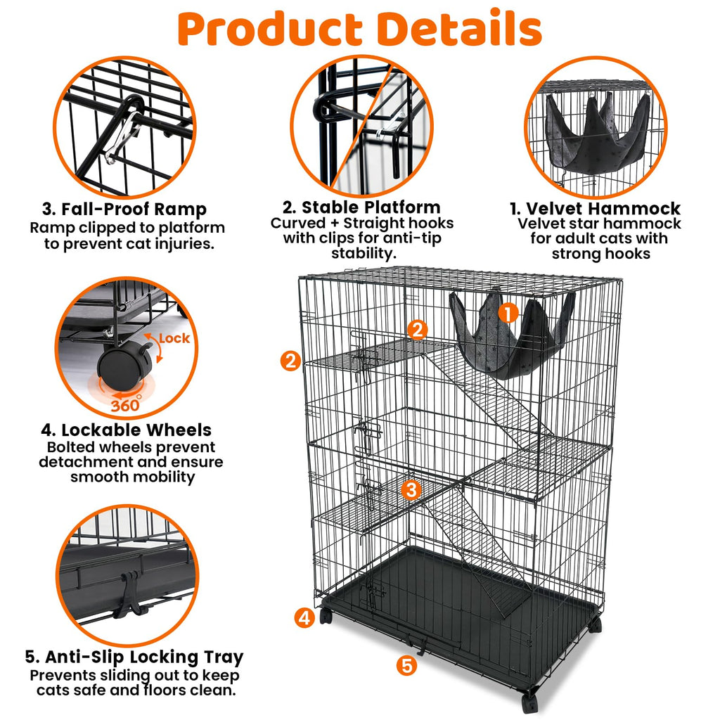 50 Inch 4-Tier Cat Crate with Wheels O49184