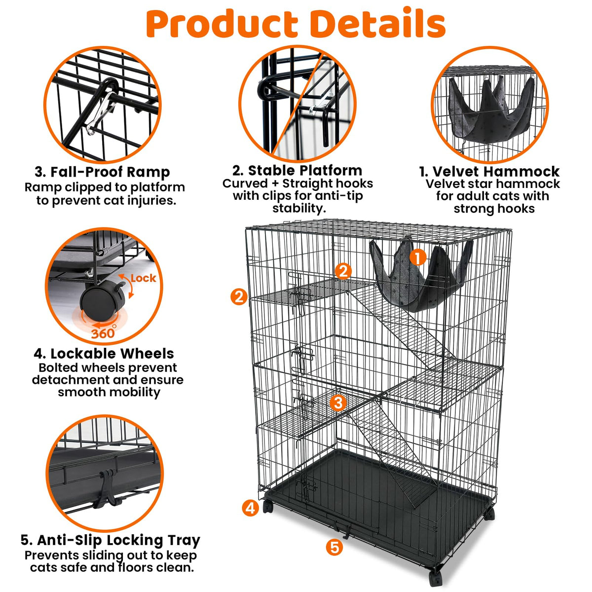 50 Inch 4-Tier Cat Crate with Wheels O49184