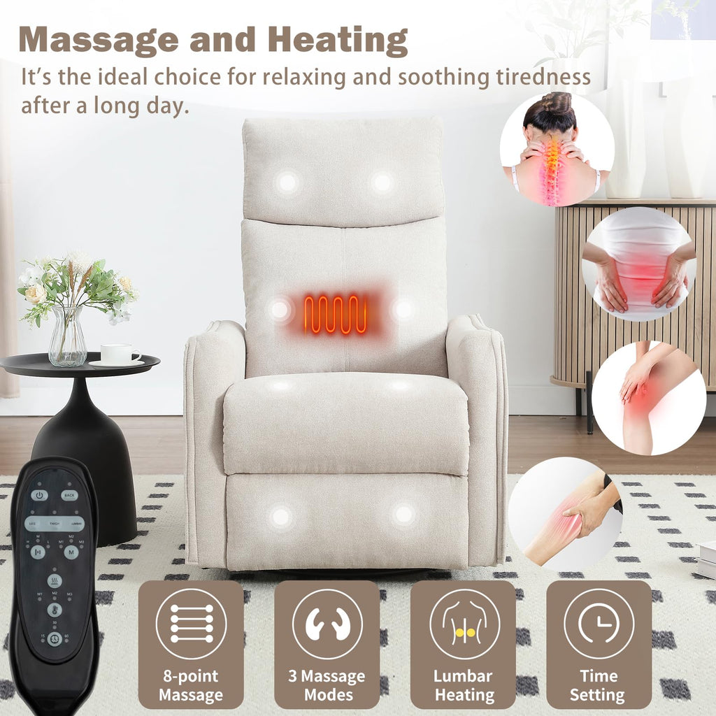 Swivel Rocker Recliner Chair with Heated Massage P749134