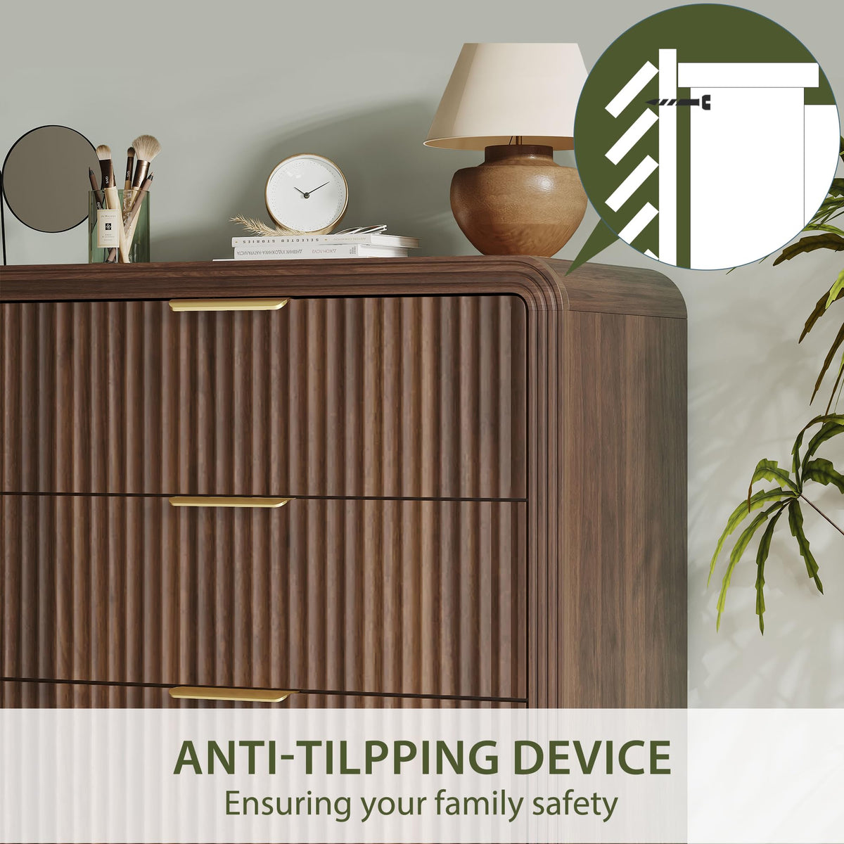 Fluted 5 Drawers Dresser U59724