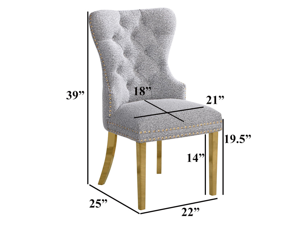Black Boucle Upholstered Dining Chairs Set of 2 W639