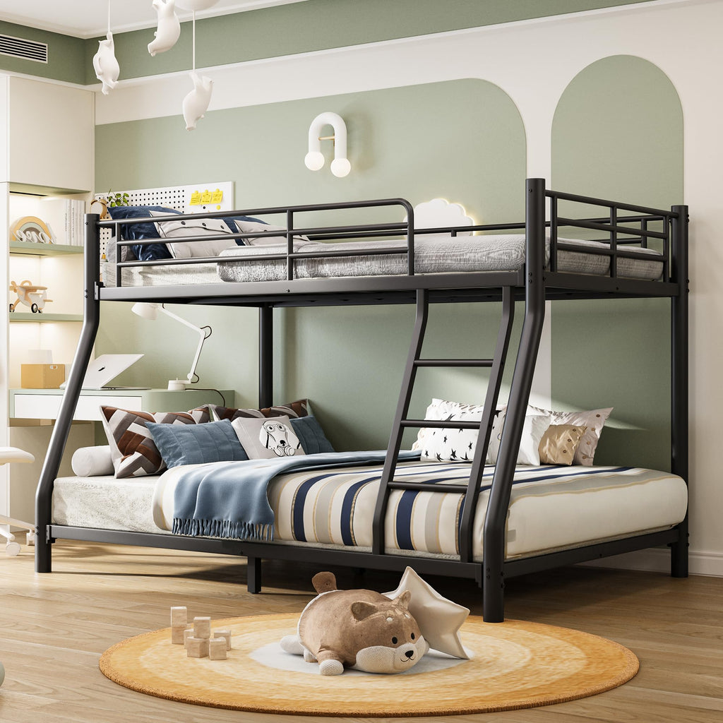 Twin Over Full Size Bunk Bed with Guardrail & Ladder A903083
