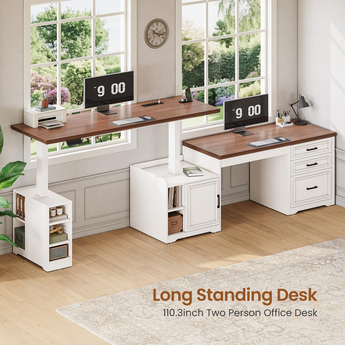 L Shaped Standing Desk with Storage Q4298